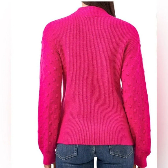 Vince Camuto Women's Bobble Stitch Sleeve Pullover Sweater Aurora Pink XL - Picture 2 of 8